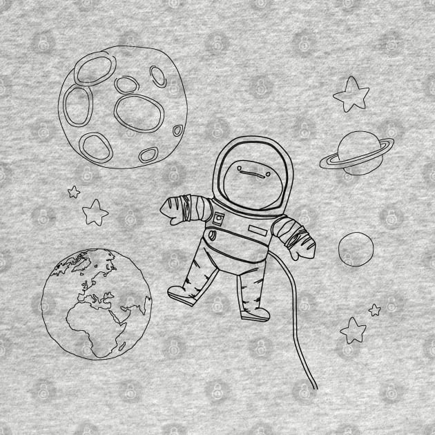 Lil' Cartoon Spaceman Chibi Astronaut Lineart by mareescatharsis